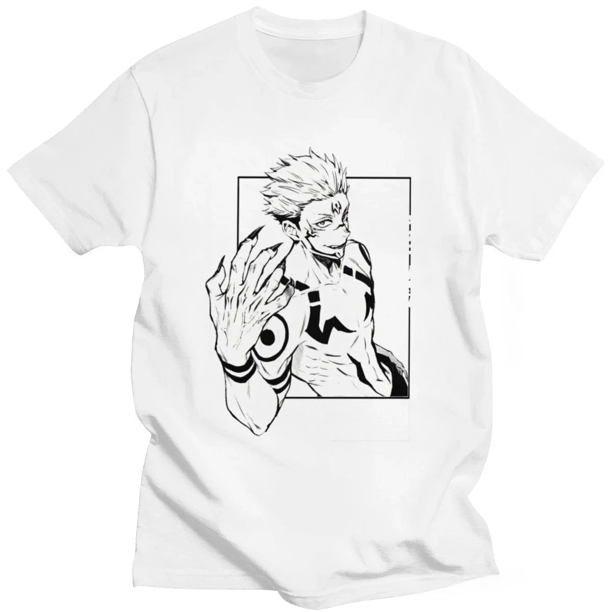 Hip Pop Unique Streetwear Comic Tops Cool Shirt for Men Manga Tshirt Handsome Japan Anime Sukuna Jujutsu Kaisen Short Sleeved