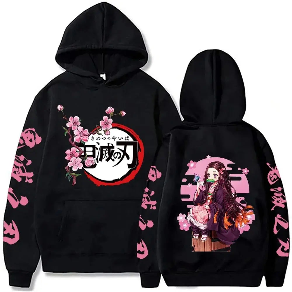 Oversized Demon Slayer Anime Hoodie Men Women Pullover Sweatshirt Graphic Print Streetwear Autumn Winter Long Sleeve Top Y2k