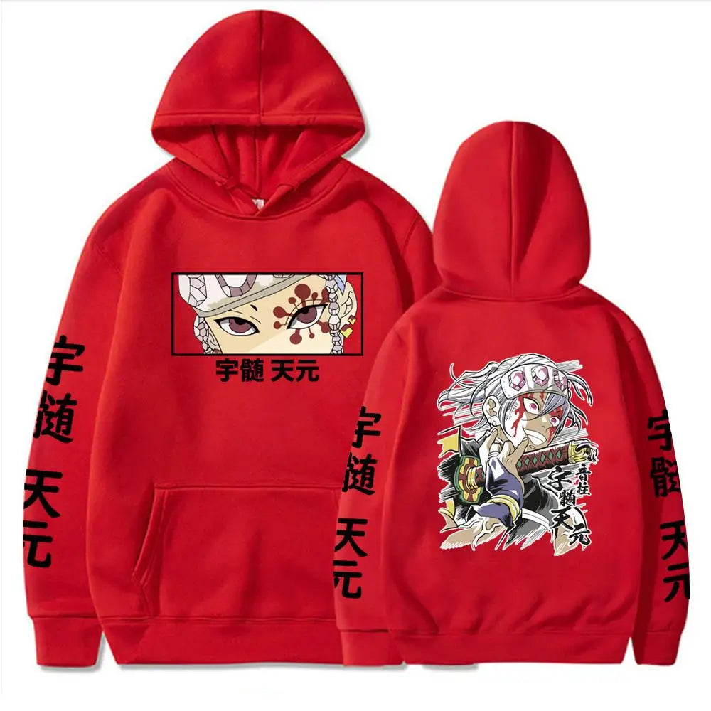 Hot Anime Demon Slayer Uzui Tengen Hoodies Pullovers Tops Harajuku Manga Kimetsu No Yaiba Man Women Sweatshirts