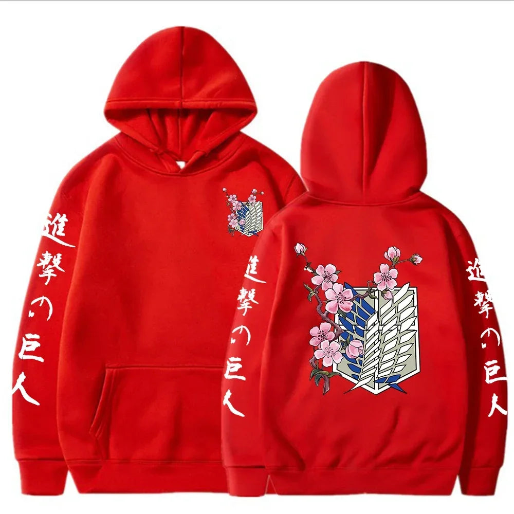 Hot Anime Attack on Titan Wings of Liberty Sakura Wings of MenSweatshirt Streetwear Print Autumn Fleece Hoodies