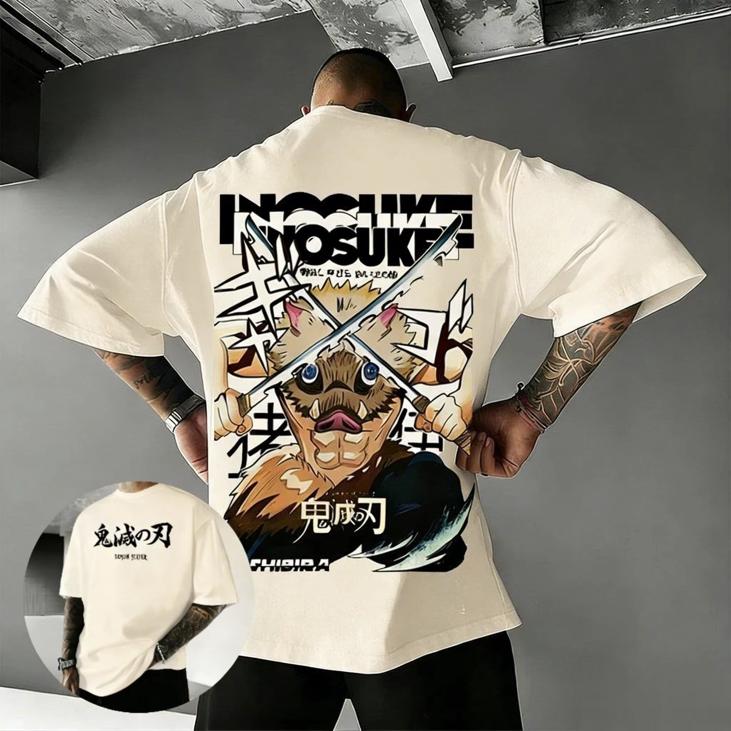 2026 Anime Demon Slayer Hashibira Inosuke T Shirt Summer Cotton Men's Women Streetwear Casual Trendy Short Sleeve Oversize Top