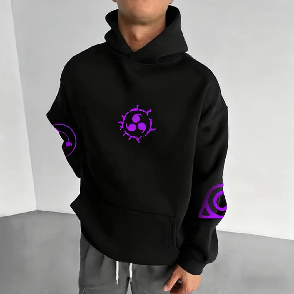 MINISO Naruto Printed Breathable and Comfortable Sporty Casual Hooded Oversized Sweatshirt for Adults Children Men and Women