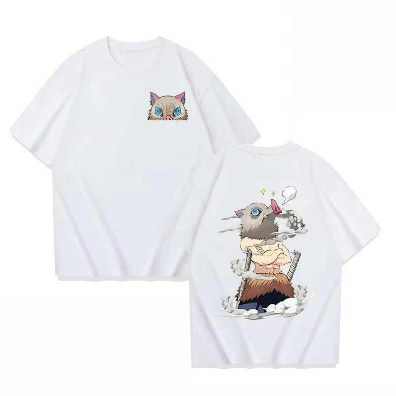 2026 Anime Demon Slayer ‌Hashibira Inosuke‌ T Shirt Summer Cotton Men's Women Streetwear Casual Trendy Short Sleeve Oversize Top