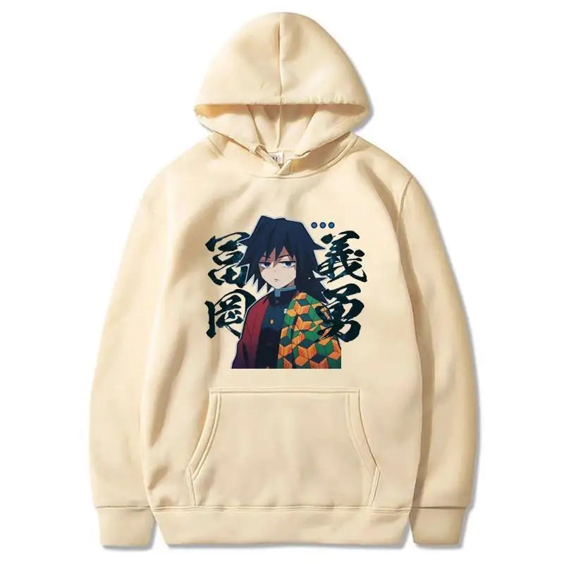 Japan Anime Demon Slayer Tomioka Giyuu Graphic Print Hooded Plus Size Hoodie Men Women Sweatshirts Long Sleeve Unisex Streetwear