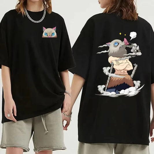 2026 Anime Demon Slayer ‌Hashibira Inosuke‌ T Shirt Summer Cotton Men's Women Streetwear Casual Trendy Short Sleeve Oversize Top