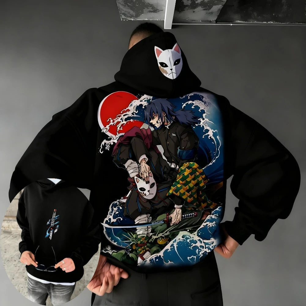 Demon Slayer Spring/Summer Unisex Cotton Hoodie 2026 New Tomioka Giyuu Anime Printed Harajuku Loose Casual Parent-child Top
