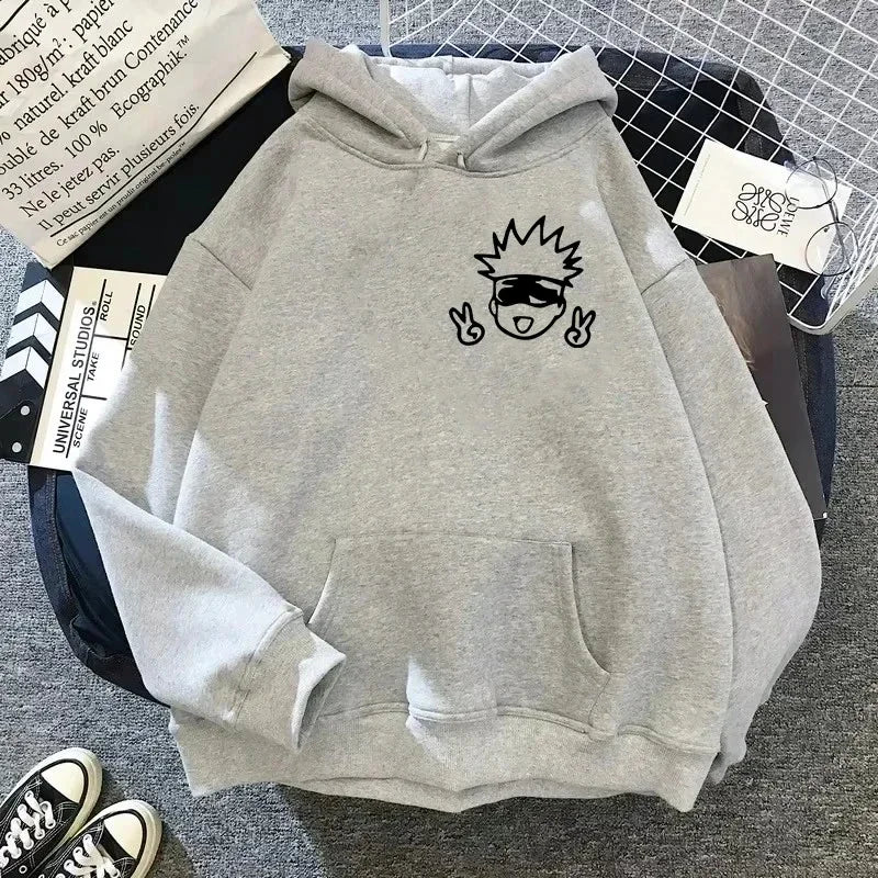 Spring Autunm Unisex Jujutsu Kaisen Anime Hoodies Sweatshirts Large Animated DesignsKawaii Gojo Satoru Graphic Streetwear