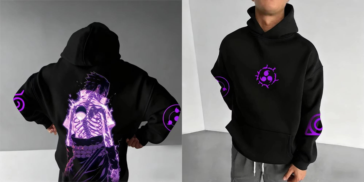 MINISO Naruto Printed Breathable and Comfortable Sporty Casual Hooded Oversized Sweatshirt for Adults Children Men and Women