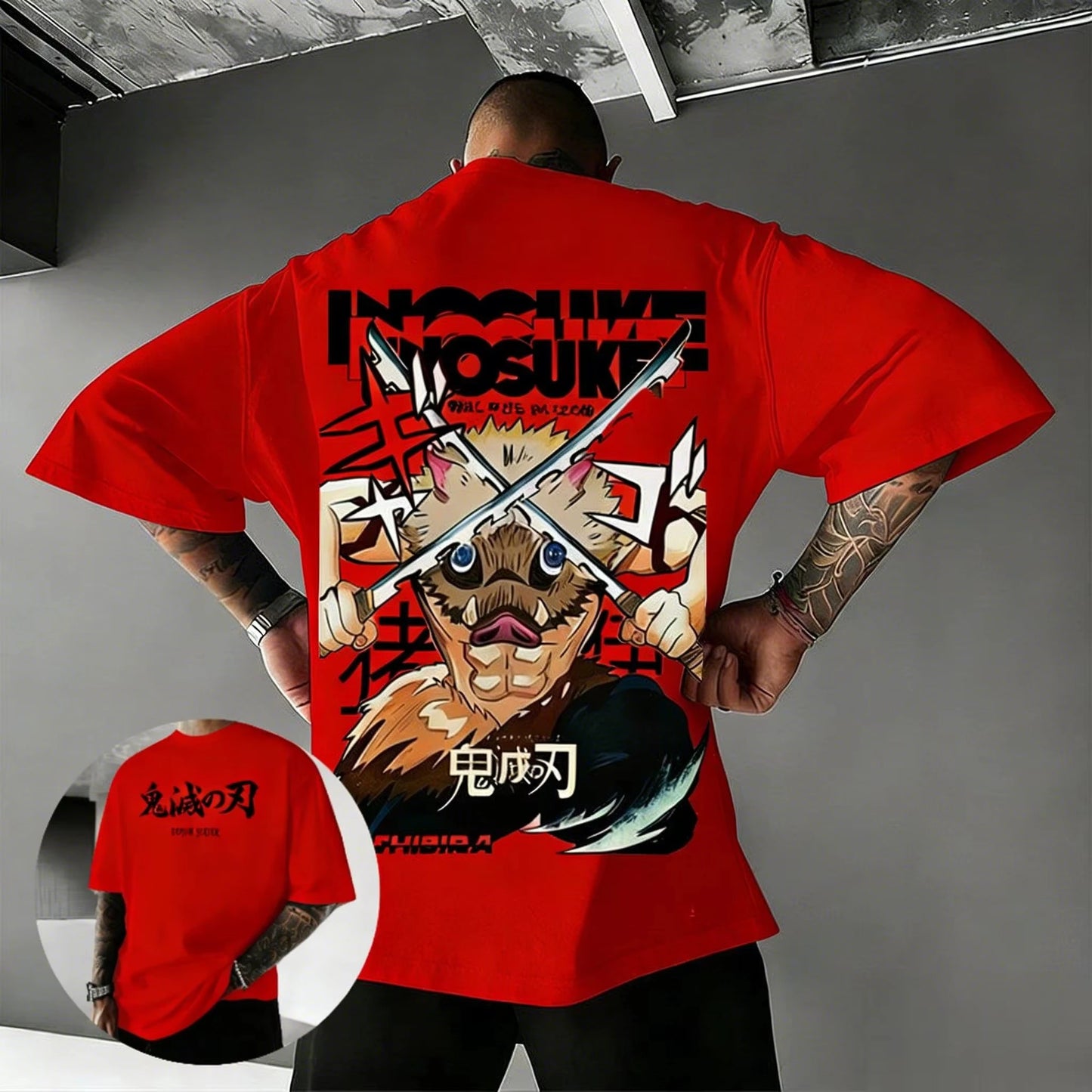 2026 Anime Demon Slayer ‌Hashibira Inosuke‌ T Shirt Summer Cotton Men's Women Streetwear Casual Trendy Short Sleeve Oversize Top