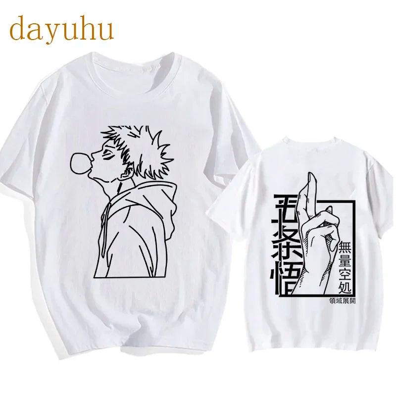 Japanese Anime Funny T Shirt Jujutsu Kaisen Shirt Gojo Satoru Yuji Itadori T-shirt Gothic Tops Tees Mange Tshirt Y2k Streetwear