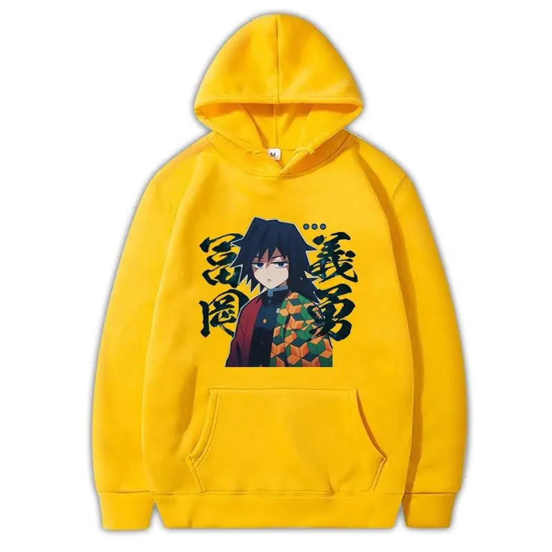 Japan Anime Demon Slayer Tomioka Giyuu Graphic Print Hooded Plus Size Hoodie Men Women Sweatshirts Long Sleeve Unisex Streetwear