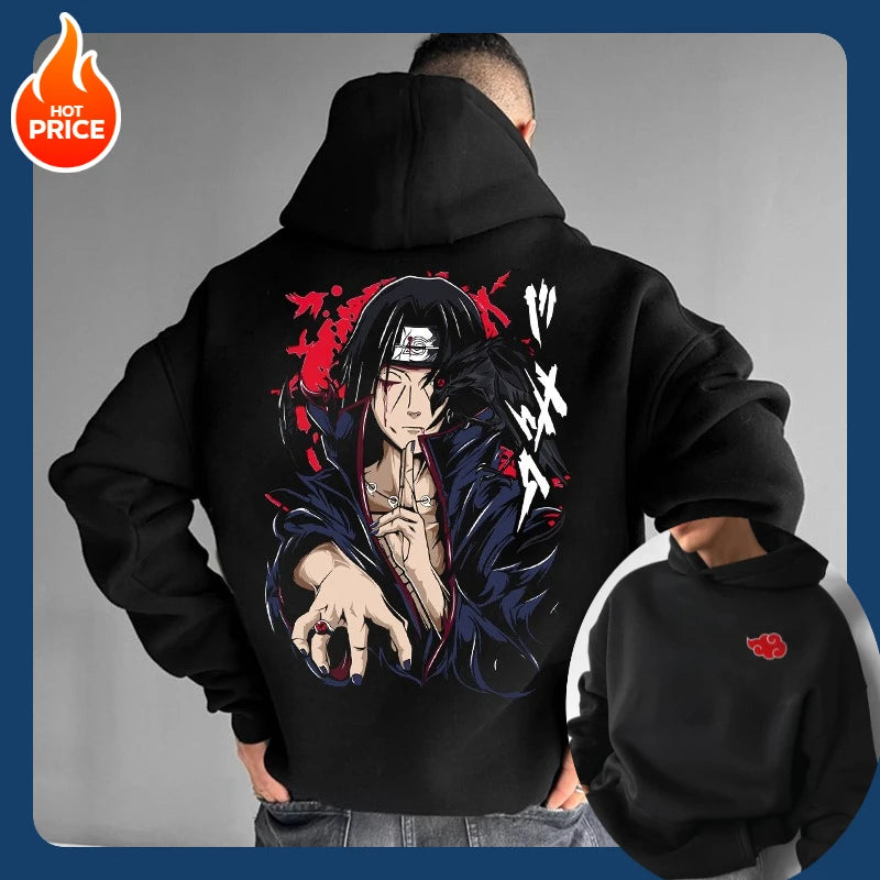 Naruto Sasuke Loose Hoodie Japanese Anime Periphery 2025 Autumn and Winter Men's and Women's Pure Cotton Fashion Sweater Top