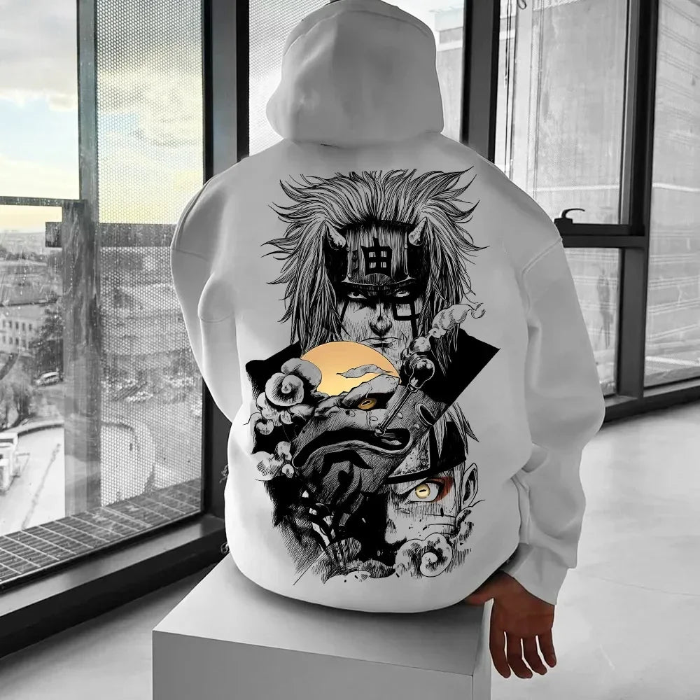 Naruto Sasuke Loose Hoodie Anime Periphery 2025 Autumn and Winter Men's and Women's Pure Cotton American Sweater Top