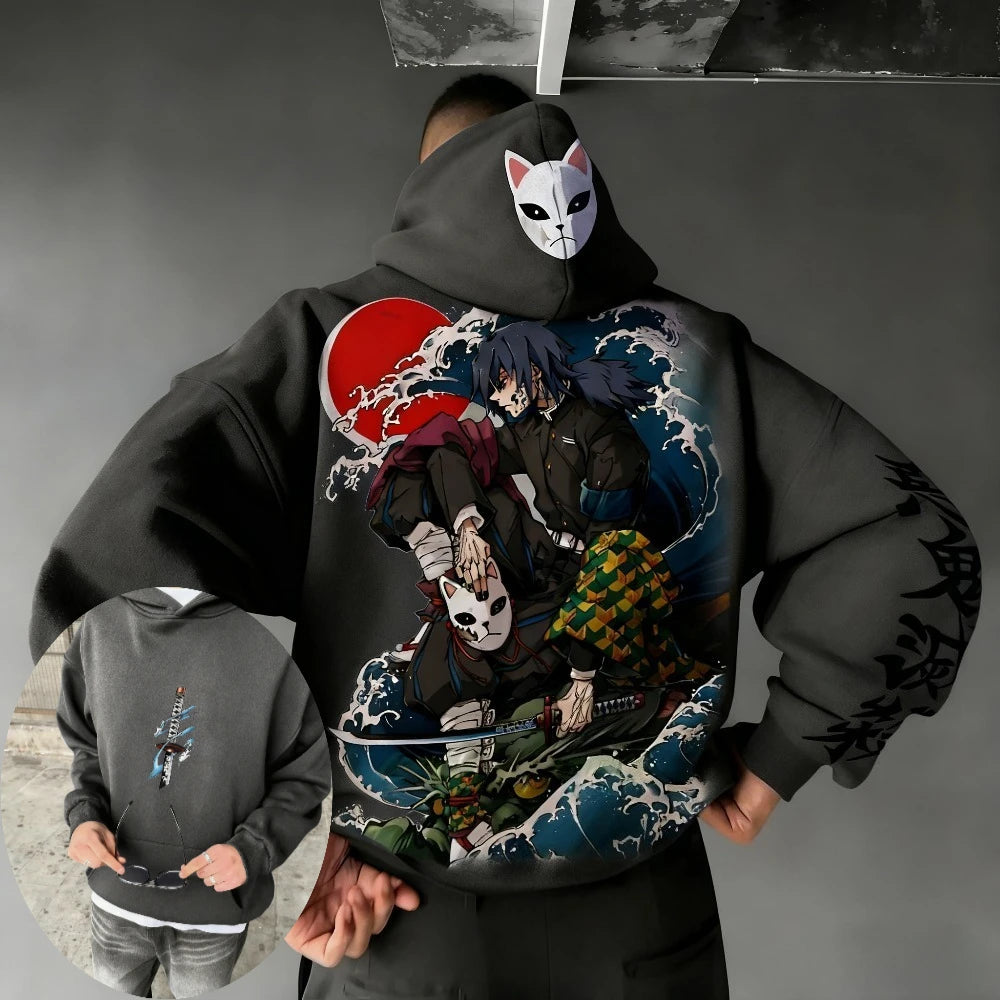 Demon Slayer Spring/Summer Unisex Cotton Hoodie 2026 New Tomioka Giyuu Anime Printed Harajuku Loose Casual Parent-child Top