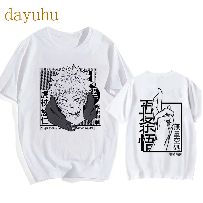 Japanese Anime Funny T Shirt Jujutsu Kaisen Shirt Gojo Satoru Yuji Itadori T-shirt Gothic Tops Tees Mange Tshirt Y2k Streetwear