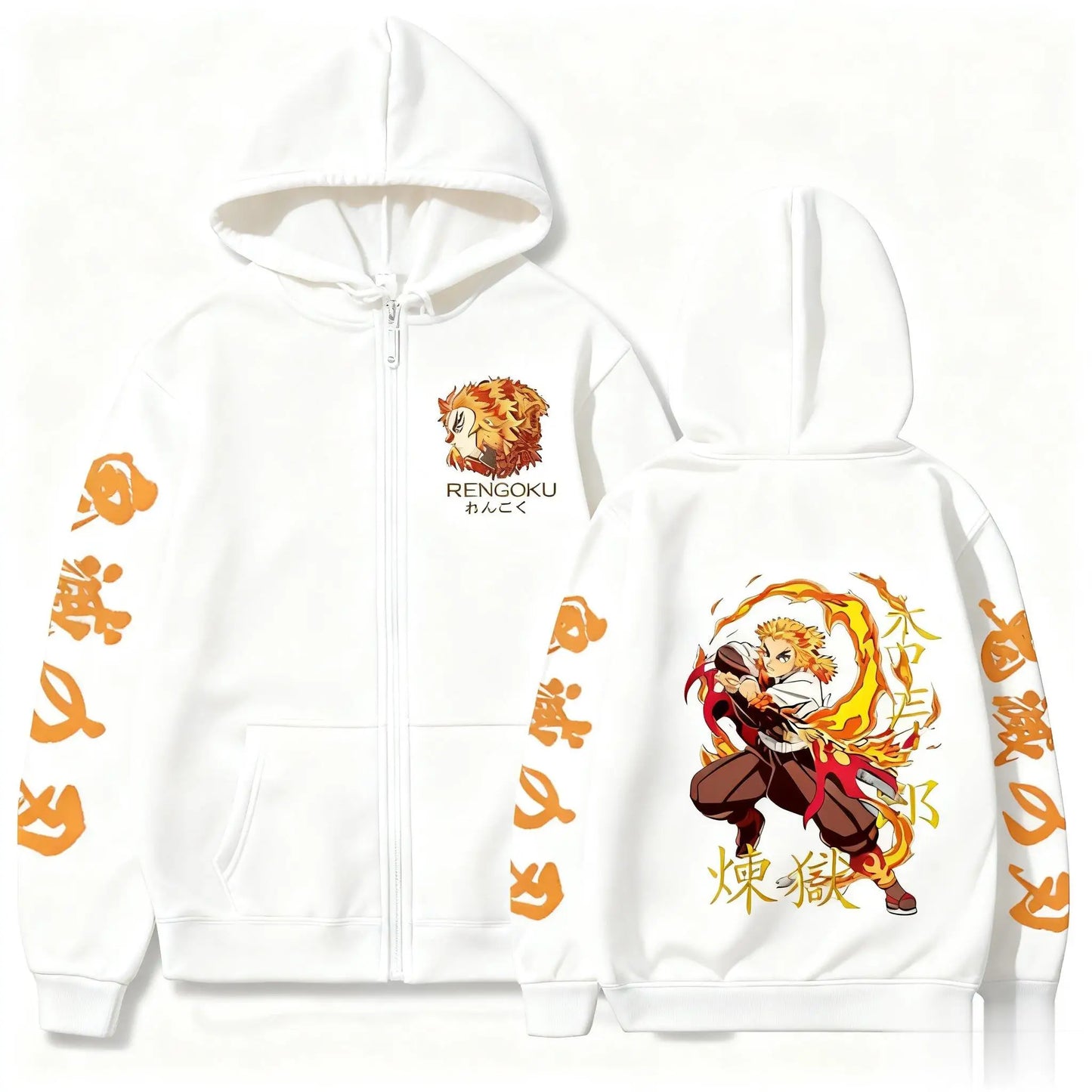 Anime Zipper Hoodie Jacket Demon Slayer Men Women Oversized Casual Streetwear Sweatshirt Graphic Print Y2k Clothes Autumn Winter