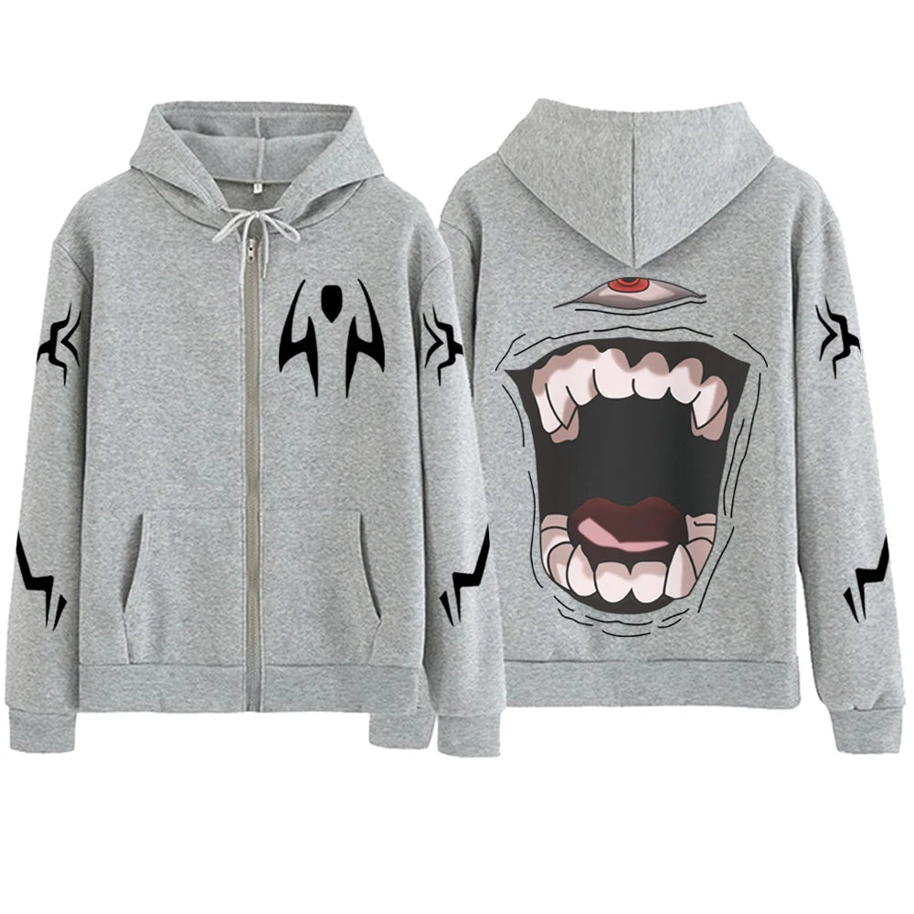 Jujutsu-Kaisen Sukuna Cosplay Zipper Hoodie Man Woman Harajuku Pullover Tops Long Sleeve Streetwear Sweatshirt