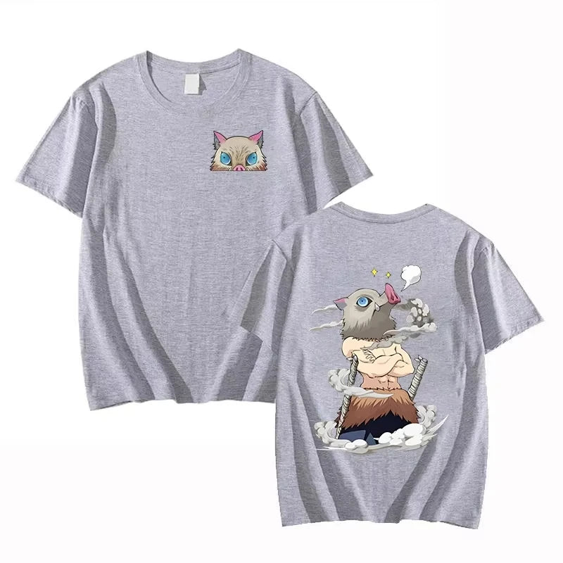 2026 Anime Demon Slayer ‌Hashibira Inosuke‌ T Shirt Summer Cotton Men's Women Streetwear Casual Trendy Short Sleeve Oversize Top