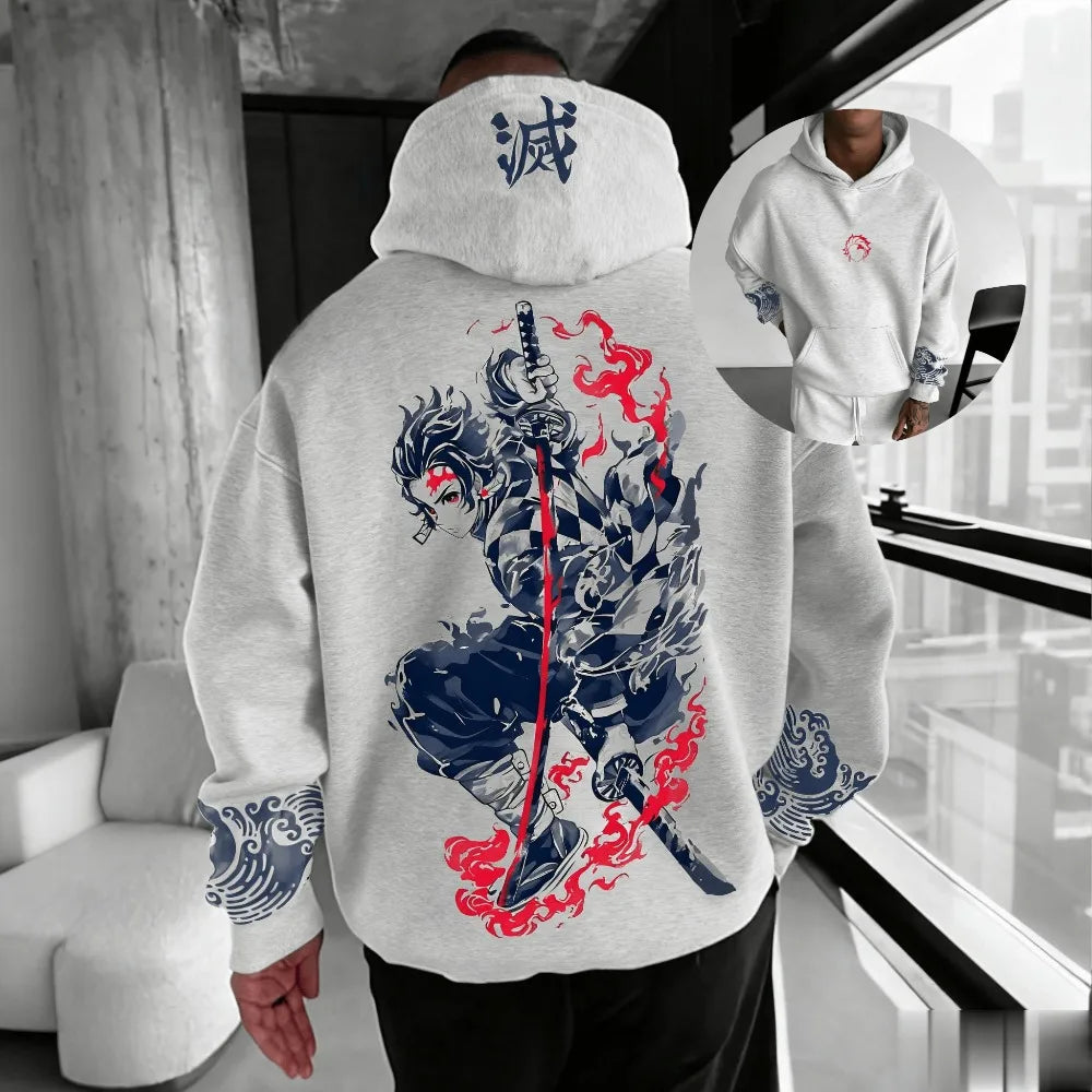 25 Cosplay Fashion Demon Slayer Hooded Sweatshirt Men Women Anime Pullover Hoodie Oversize Casual Streetwear Long Sleeve Autumn