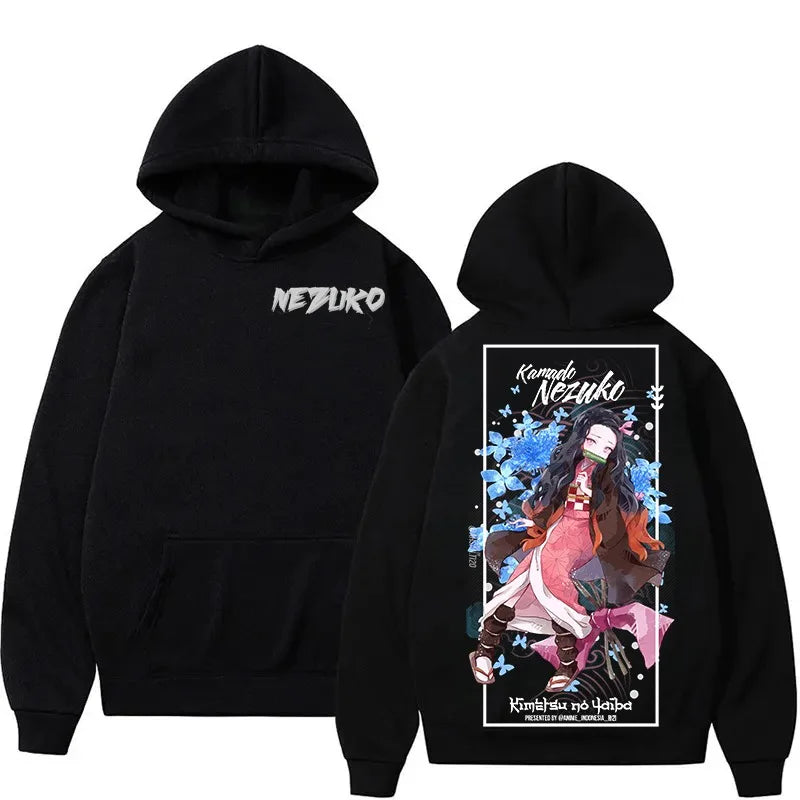 Autumn Winter Men's Clothing Hoodies Japanese Anime Demon Slayer Print HoodedSweatshirt Y2K Oversized Cotton Fashion Top Coat