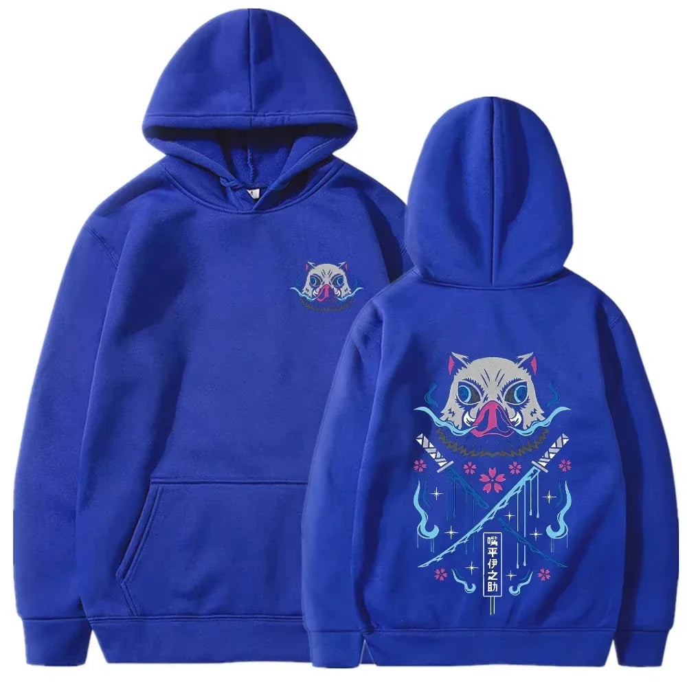 Inosuke Anime Hoodies Men Women Kimetsu no Yaiba Kawaii Manga Sweatshirts Gothic Harajuku Hooded Pullover Casual Streetwear