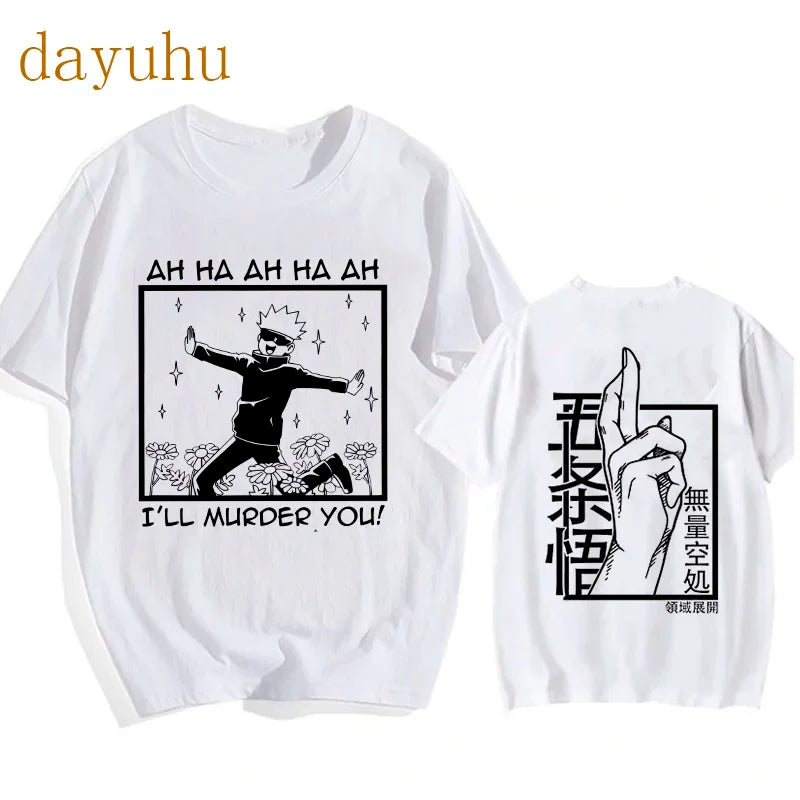 Japanese Anime Funny T Shirt Jujutsu Kaisen Shirt Gojo Satoru Yuji Itadori T-shirt Gothic Tops Tees Mange Tshirt Y2k Streetwear