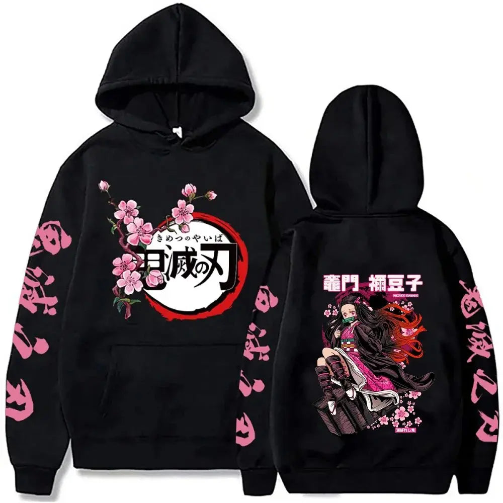 Oversized Demon Slayer Anime Hoodie Men Women Pullover Sweatshirt Graphic Print Streetwear Autumn Winter Long Sleeve Top Y2k