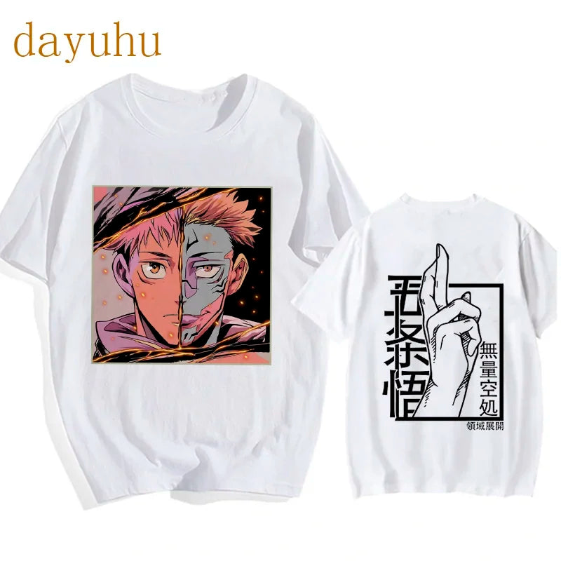 Japanese Anime Funny T Shirt Jujutsu Kaisen Shirt Gojo Satoru Yuji Itadori T-shirt Gothic Tops Tees Mange Tshirt Y2k Streetwear