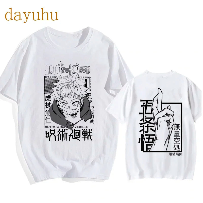 Japanese Anime Funny T Shirt Jujutsu Kaisen Shirt Gojo Satoru Yuji Itadori T-shirt Gothic Tops Tees Mange Tshirt Y2k Streetwear