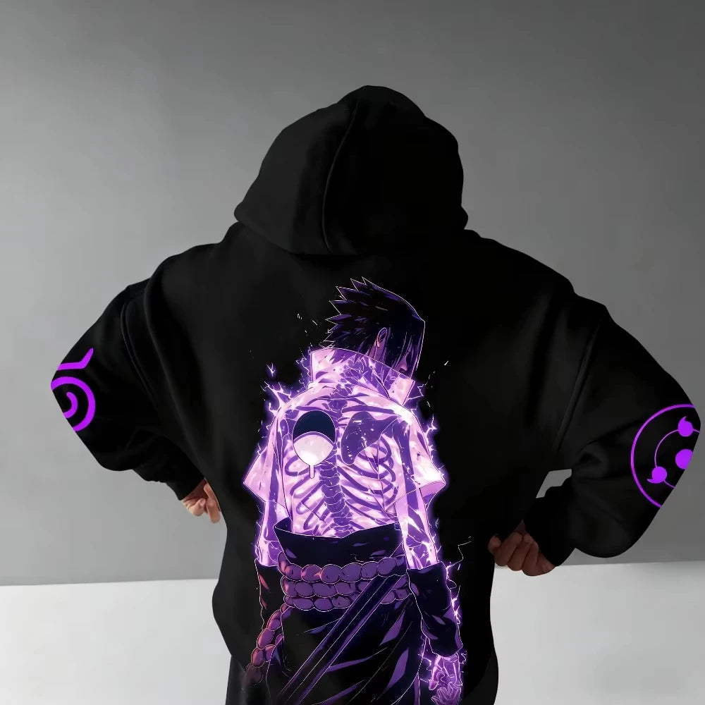 MINISO Naruto Printed Breathable and Comfortable Sporty Casual Hooded Oversized Sweatshirt for Adults Children Men and Women
