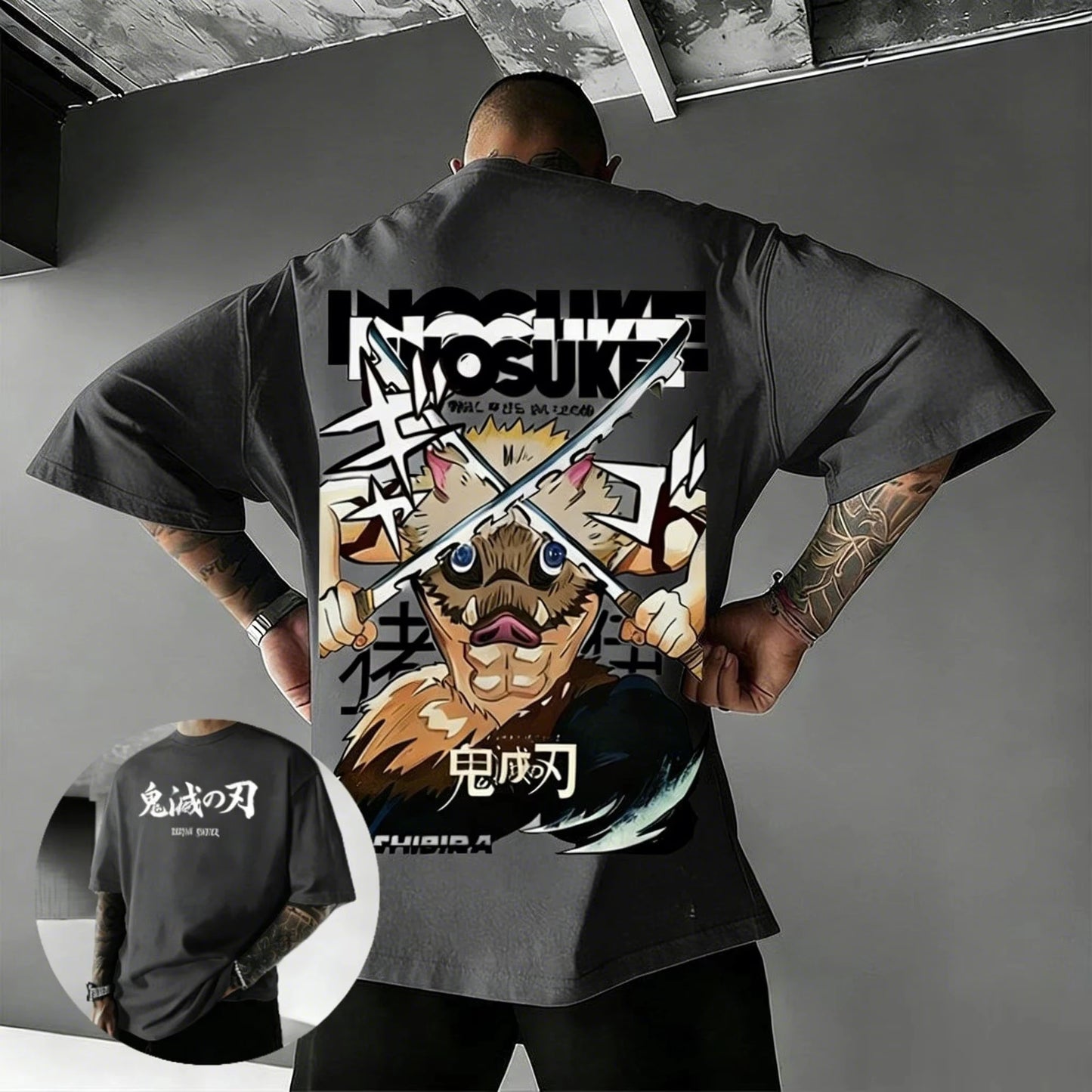 2026 Anime Demon Slayer ‌Hashibira Inosuke‌ T Shirt Summer Cotton Men's Women Streetwear Casual Trendy Short Sleeve Oversize Top