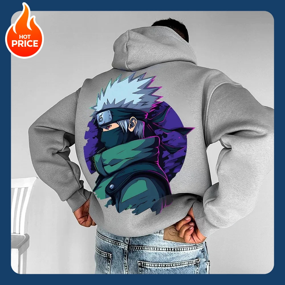 Naruto Sasuke Loose Hoodie Anime Periphery 2025 Autumn and Winter Men's and Women's Pure Cotton American Sweater Top