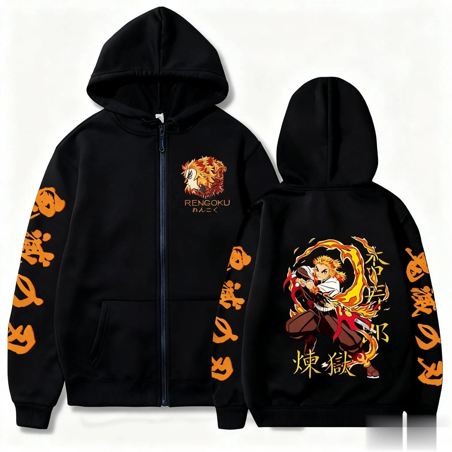 Anime Zipper Hoodie Jacket Demon Slayer Men Women Oversized Casual Streetwear Sweatshirt Graphic Print Y2k Clothes Autumn Winter