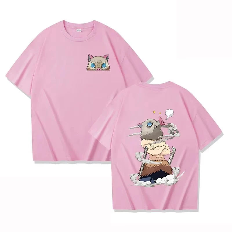 2026 Anime Demon Slayer ‌Hashibira Inosuke‌ T Shirt Summer Cotton Men's Women Streetwear Casual Trendy Short Sleeve Oversize Top