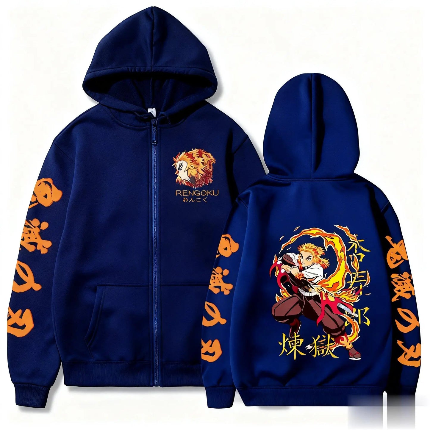 Anime Zipper Hoodie Jacket Demon Slayer Men Women Oversized Casual Streetwear Sweatshirt Graphic Print Y2k Clothes Autumn Winter