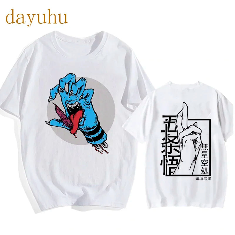 Japanese Anime Funny T Shirt Jujutsu Kaisen Shirt Gojo Satoru Yuji Itadori T-shirt Gothic Tops Tees Mange Tshirt Y2k Streetwear
