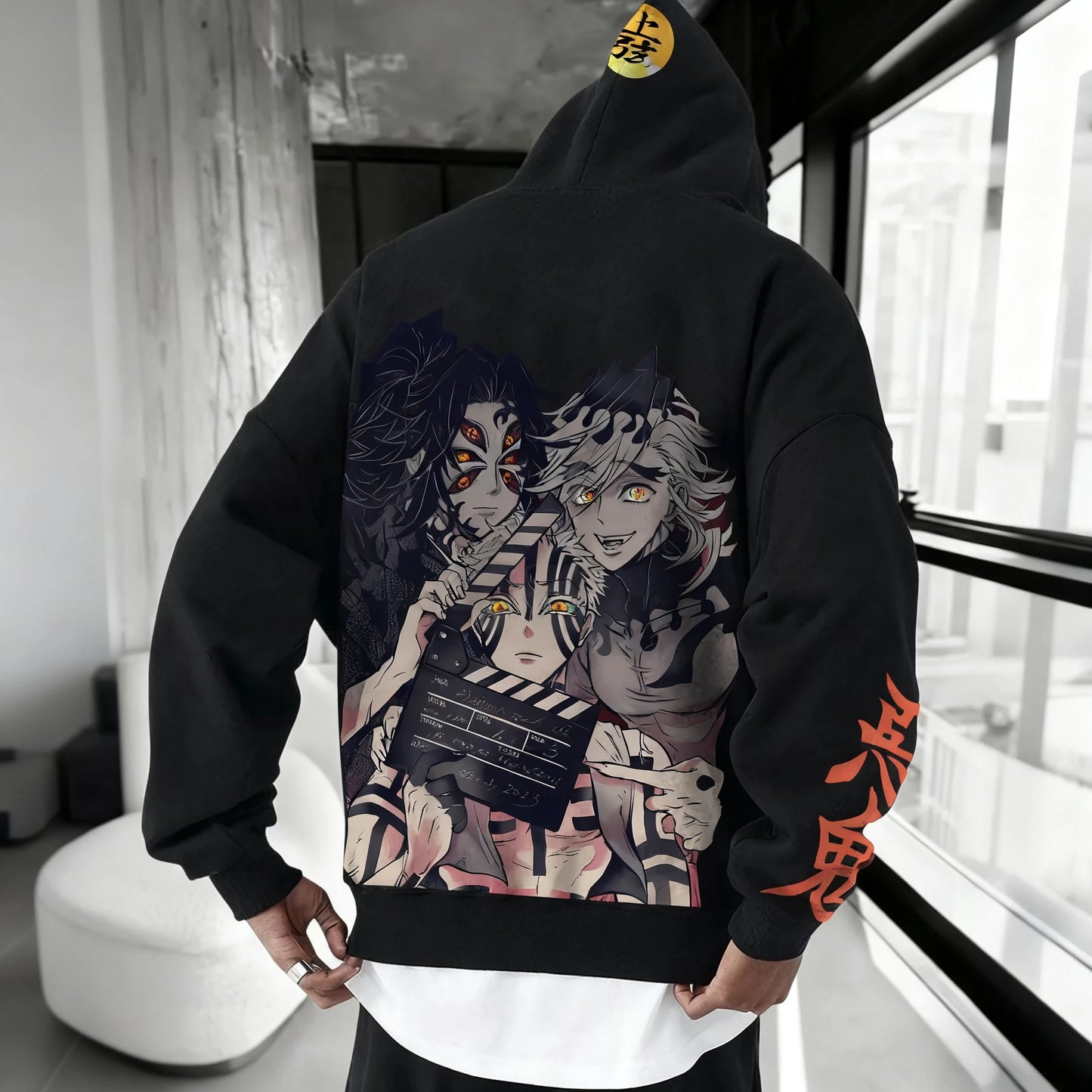 Demon Slayer Anime Douma Printed Hoodie 2026 Men's Spring/Summer New Harajuku Plus Size Trendy Casual Loose Y2K Parent Child Top