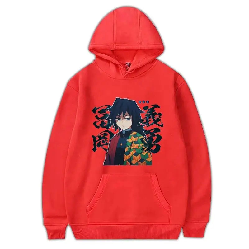 Japan Anime Demon Slayer Tomioka Giyuu Graphic Print Hooded Plus Size Hoodie Men Women Sweatshirts Long Sleeve Unisex Streetwear