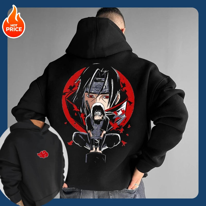 Naruto Sasuke Loose Hoodie Japanese Anime Periphery 2025 Autumn and Winter Men's and Women's Pure Cotton Fashion Sweater Top