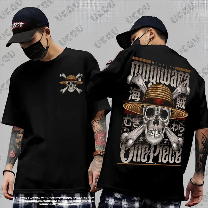 2026 Hot Sale One Piece Anime Luffy Gear 5 Cartoon Graphic Men's Cotton T-shirt Summer Sports Tees Casual Oversized Unisex Tops