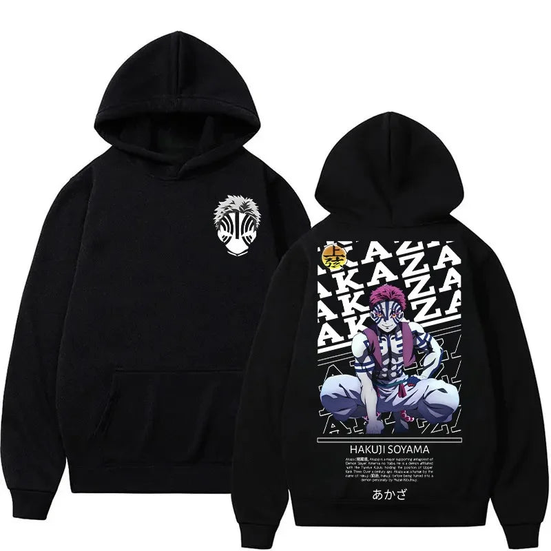 Autumn Winter Men's Clothing Hoodies Japanese Anime Demon Slayer Print HoodedSweatshirt Y2K Oversized Cotton Fashion Top Coat