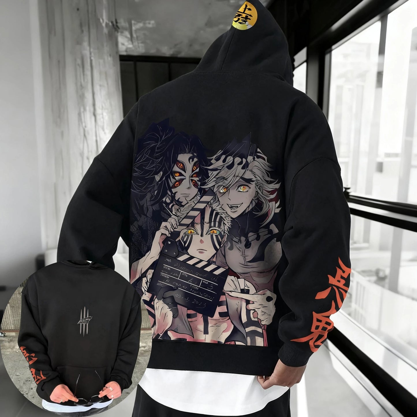Demon Slayer Anime Douma Printed Hoodie 2026 Men's Spring/Summer New Harajuku Plus Size Trendy Casual Loose Y2K Parent Child Top