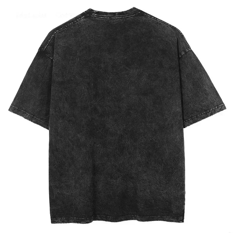 Anime Demon Slayer T Shirt Iguro Obanai Tshirt Men Women Clothes Vintage Washed Streetwear Short Sleeve Cotton Loose