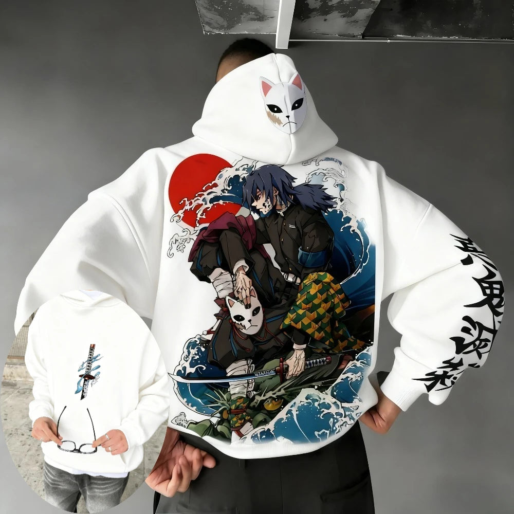 Demon Slayer Spring/Summer Unisex Cotton Hoodie 2026 New Tomioka Giyuu Anime Printed Harajuku Loose Casual Parent-child Top