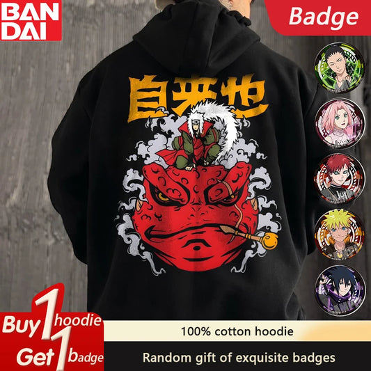 Naruto Sasuke Loose Hoodie Anime Periphery 2025 Autumn and Winter Men's and Women's Pure Cotton American Sweater Top