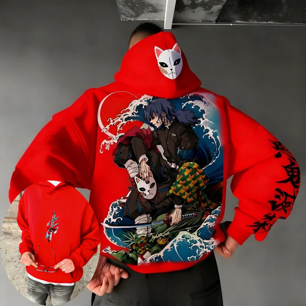 Demon Slayer Spring/Summer Unisex Cotton Hoodie 2026 New Tomioka Giyuu Anime Printed Harajuku Loose Casual Parent-child Top
