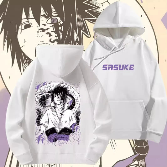 Naruto Long Sleeved Hoodie Unisex Harajuku Pullover Casual Top Uchiha Sasuke Curse Print Street Wear Spring and Autumn Top 2025