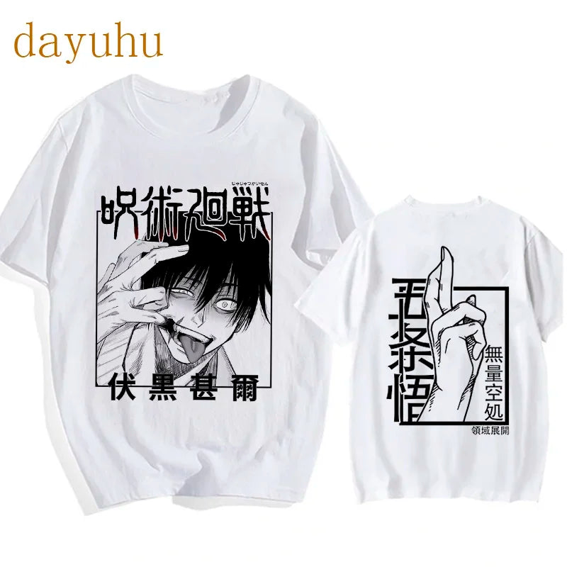 Japanese Anime Funny T Shirt Jujutsu Kaisen Shirt Gojo Satoru Yuji Itadori T-shirt Gothic Tops Tees Mange Tshirt Y2k Streetwear