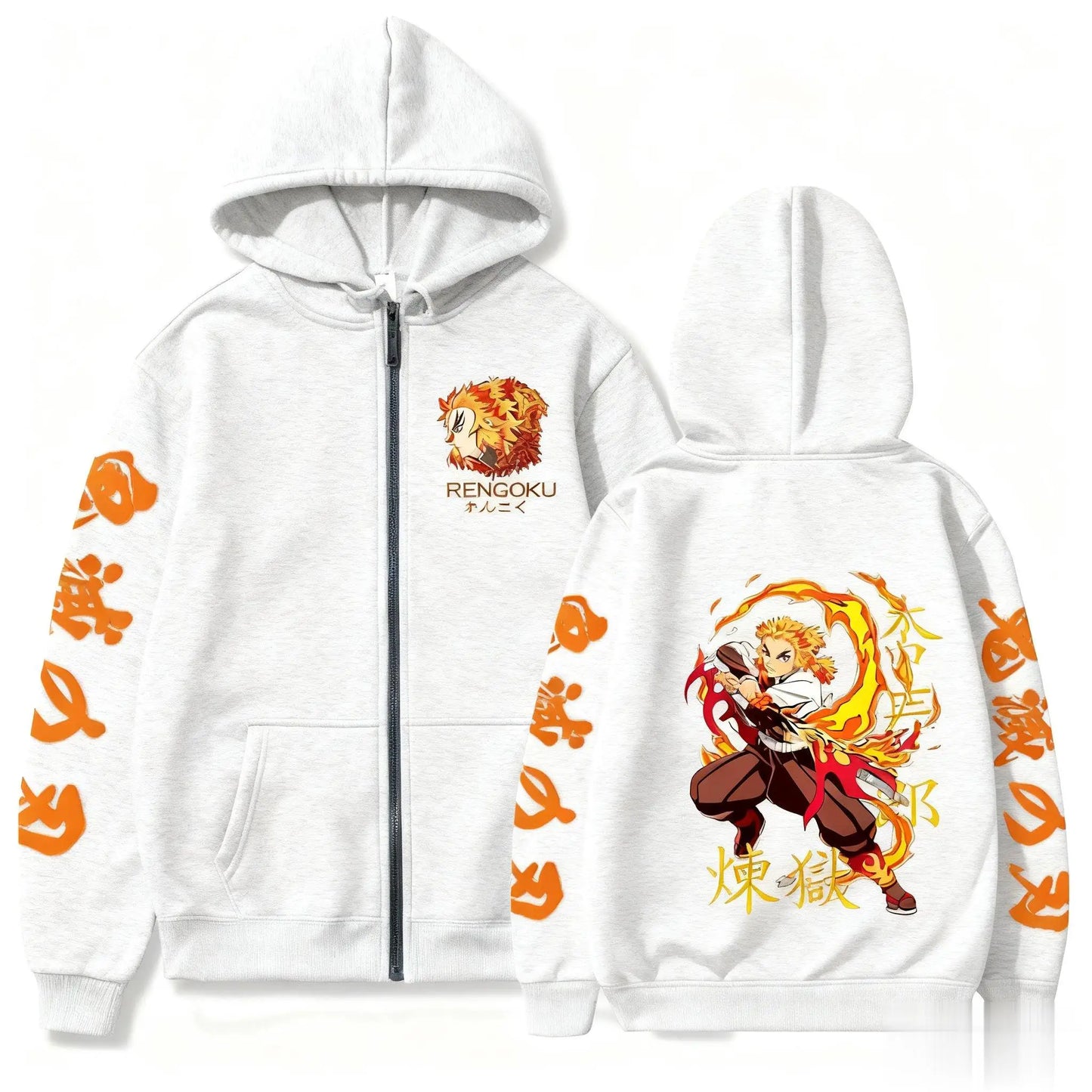 Anime Zipper Hoodie Jacket Demon Slayer Men Women Oversized Casual Streetwear Sweatshirt Graphic Print Y2k Clothes Autumn Winter