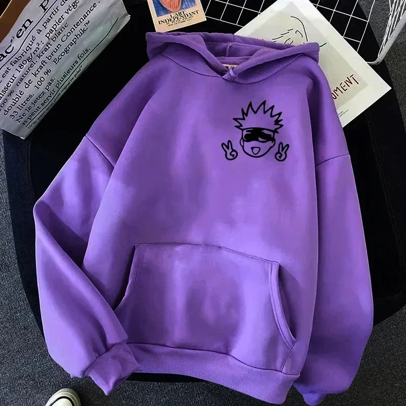 Spring Autunm Unisex Jujutsu Kaisen Anime Hoodies Sweatshirts Large Animated DesignsKawaii Gojo Satoru Graphic Streetwear